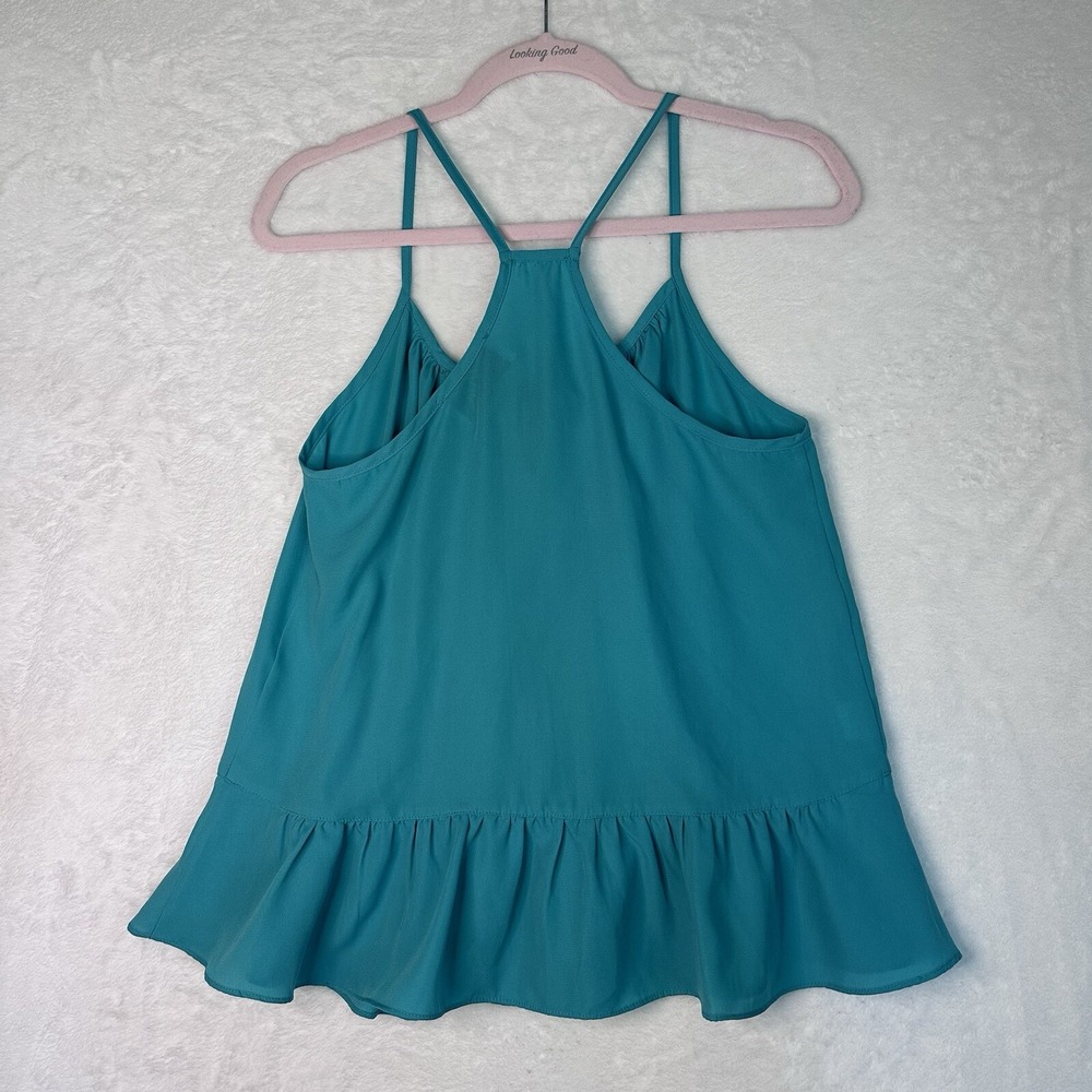 VaVa By Jon Han S Racerback Top Straps Green Embellished Ruffle Tie Front - Picture 9 of 12